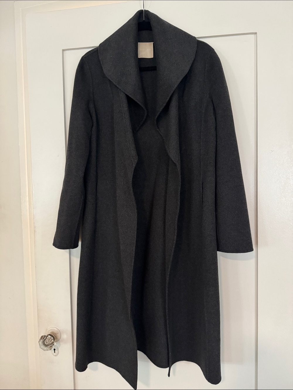 Magaschoni Cashmere Charcoal Gray Long Sleeve Wrap Coat Dress with Belt - Picture 3 of 6